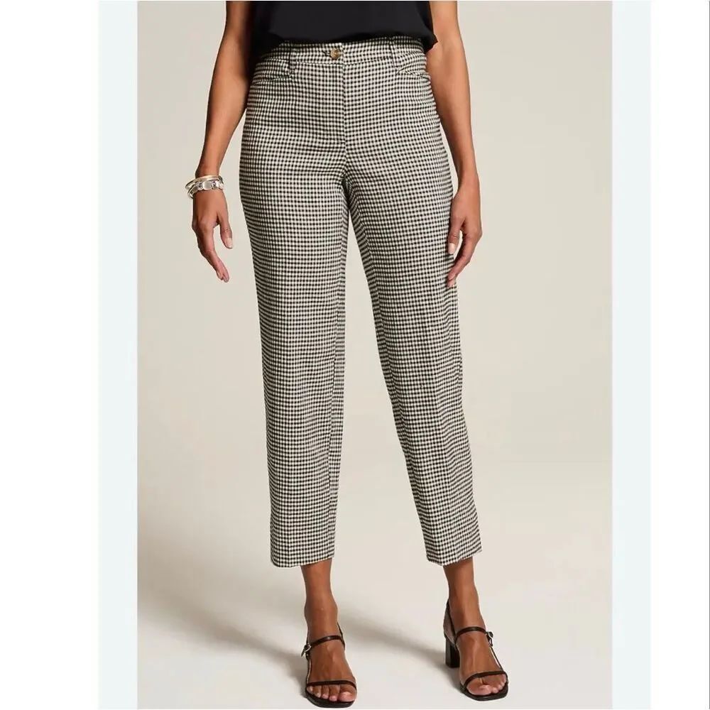 J. Jill linen stretch straight leg cropped pants gingham pattern size S